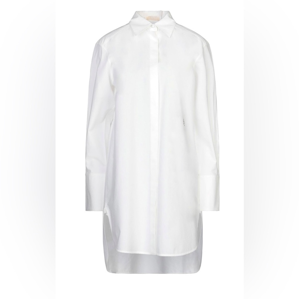 NWT CHLOE MILK WHITE COTTON BUTTON DOWN SHIRT DRESS SIZE 36